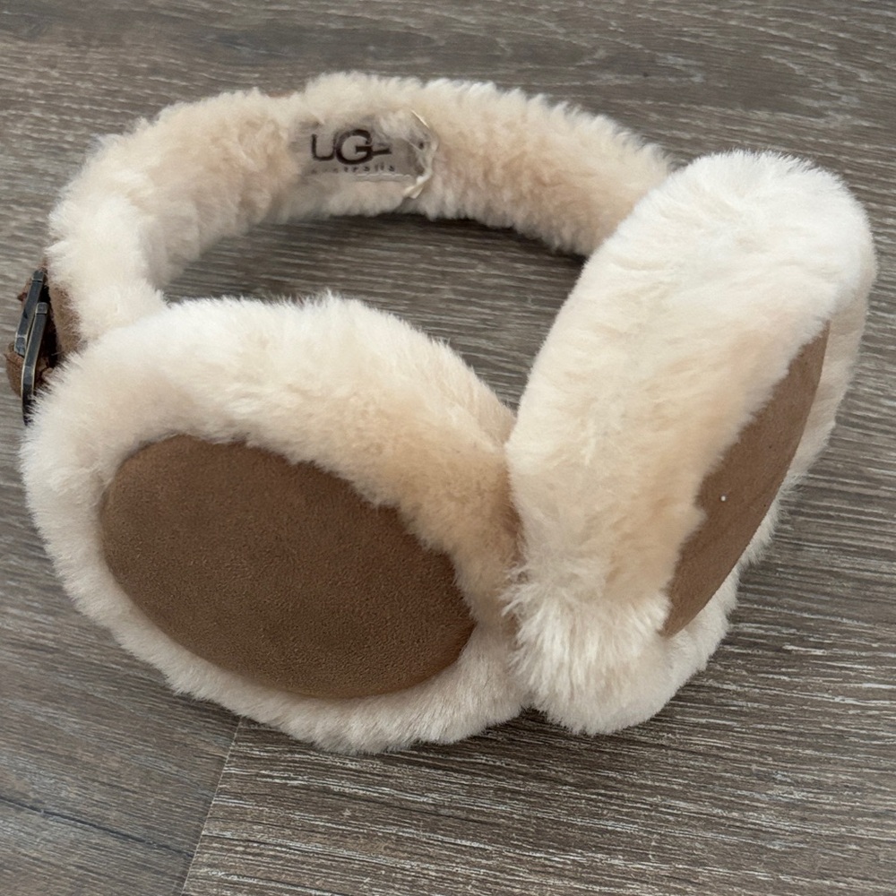 UGG Tan and Cream Shearling Earmuffs
